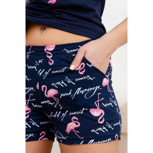 Пижама женская П-146 кулирка (р-ры: 42-56) фламинго-синий