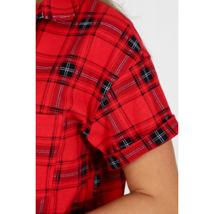 Пижама женская №35326 кулирка (р-ры: 44-54) клетка красная