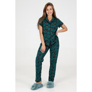 Пижама женская №35326 кулирка (р-ры: 44-54) зеленый