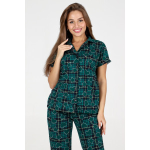 Пижама женская №35326 кулирка (р-ры: 44-54) зеленый
