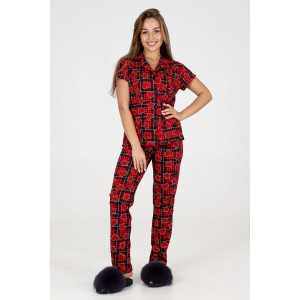 Пижама женская №35326 кулирка (р-ры: 44-54) красный