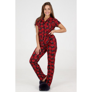 Пижама женская №35326 кулирка (р-ры: 44-54) красный