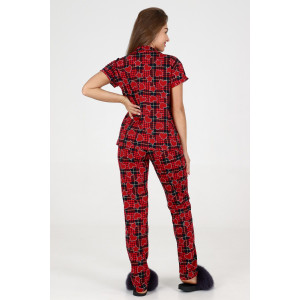 Пижама женская №35326 кулирка (р-ры: 44-54) красный