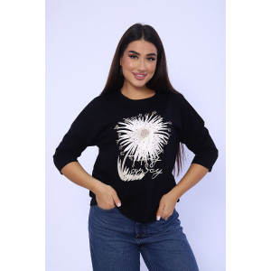 Лонгслив женский №55079 кулирка (р-ры: 48-58) черный