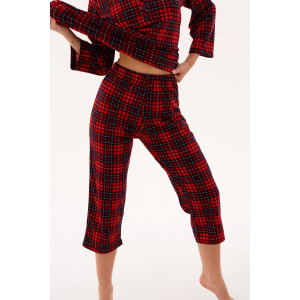 Пижама женская №21599 кулирка (р-ры: 46-60) клетка красная