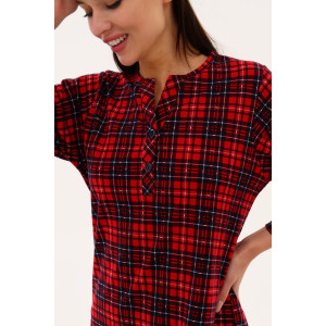 Пижама женская №21599 кулирка (р-ры: 46-60) клетка красная
