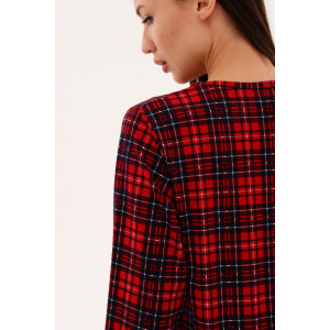 Пижама женская №21599 кулирка (р-ры: 46-60) клетка красная