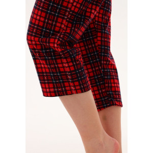 Пижама женская №21599 кулирка (р-ры: 46-60) клетка красная