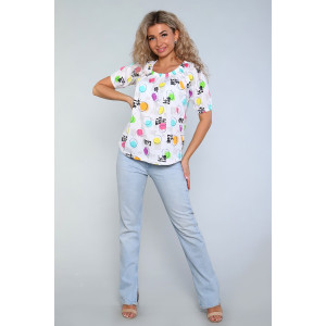 Туника женская №59135 кулирка (р-ры: 44-58) белый Туника женская №59135 кулирка (р-ры: 44-58) белый