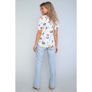 Туника женская №59135 кулирка (р-ры: 44-58) белый Туника женская №59135 кулирка (р-ры: 44-58) белый