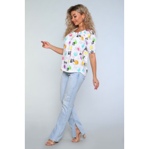 Туника женская №59135 кулирка (р-ры: 44-58) белый Туника женская №59135 кулирка (р-ры: 44-58) белый