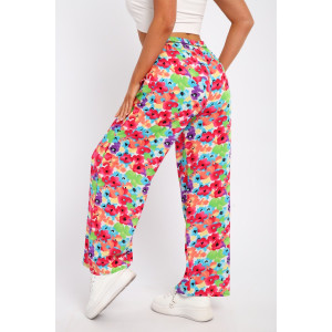 Брюки женские №74365 штапель (р-ры: 46-52) цветы на белом