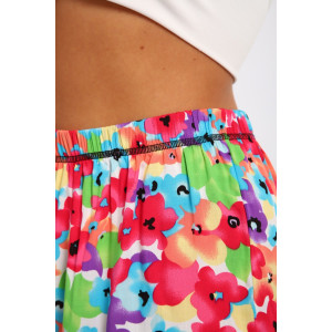 Брюки женские №74365 штапель (р-ры: 46-52) цветы на белом