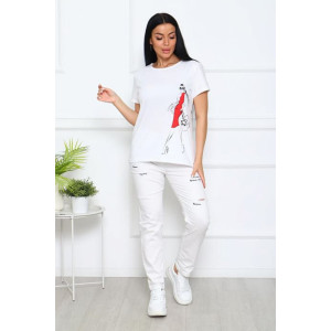 Футболка женская №20517 кулирка (р-ры: 48-62) белый Футболка женская №20517 кулирка (р-ры: 48-62) белый