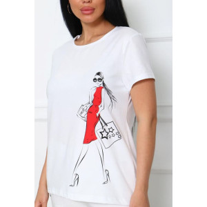 Футболка женская №20517 кулирка (р-ры: 48-62) белый Футболка женская №20517 кулирка (р-ры: 48-62) белый