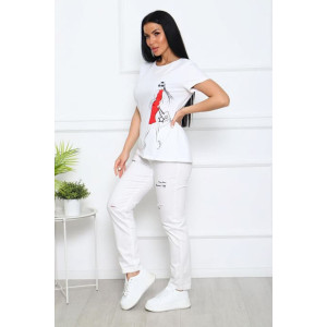 Футболка женская №20517 кулирка (р-ры: 48-62) белый Футболка женская №20517 кулирка (р-ры: 48-62) белый