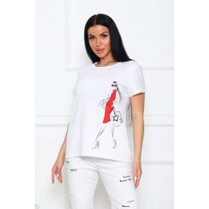 Футболка женская №20517 кулирка (р-ры: 48-62) белый Футболка женская №20517 кулирка (р-ры: 48-62) белый