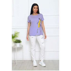 Футболка женская №20517 кулирка (р-ры: 48-62) лиловый Футболка женская №20517 кулирка (р-ры: 48-62) лиловый