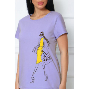 Футболка женская №20517 кулирка (р-ры: 48-62) лиловый Футболка женская №20517 кулирка (р-ры: 48-62) лиловый