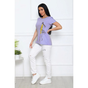 Футболка женская №20517 кулирка (р-ры: 48-62) лиловый Футболка женская №20517 кулирка (р-ры: 48-62) лиловый