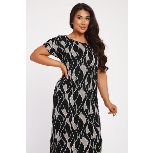 Платье женское №29014 жатка (р-ры: 48-60) черно-белый