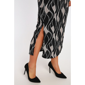 Платье женское №29014 жатка (р-ры: 48-60) черно-белый