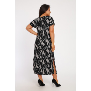 Платье женское №29014 жатка (р-ры: 48-60) черно-белый