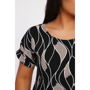 Платье женское №29014 жатка (р-ры: 48-60) черно-белый