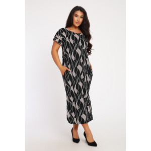 Платье женское №29014 жатка (р-ры: 48-60) черно-белый