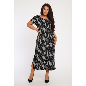 Платье женское №29014 жатка (р-ры: 48-60) черно-белый