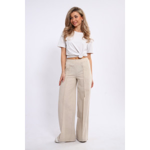 Брюки женские №20685 лён (р-ры: 44-54) светло-бежевый