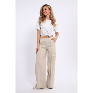 Брюки женские №20685 лён (р-ры: 44-54) светло-бежевый