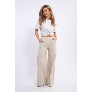 Брюки женские №20685 лён (р-ры: 44-54) светло-бежевый
