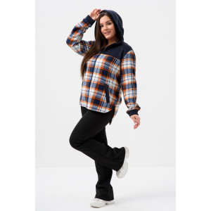 Толстовка женская №52452 флис-футер (р-ры: 44-58) темно-синий-клетка