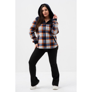 Толстовка женская №52452 флис-футер (р-ры: 44-58) темно-синий-клетка