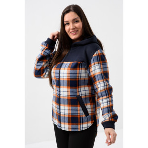 Толстовка женская №52452 флис-футер (р-ры: 44-58) темно-синий-клетка