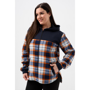 Толстовка женская №52452 флис-футер (р-ры: 44-58) темно-синий-клетка