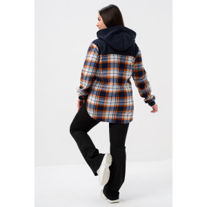 Толстовка женская №52452 флис-футер (р-ры: 44-58) темно-синий-клетка