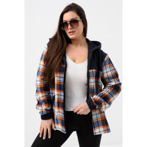 Толстовка женская №52452 флис-футер (р-ры: 44-58) темно-синий-клетка