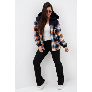 Толстовка женская №52452 флис-футер (р-ры: 44-58) темно-синий-клетка