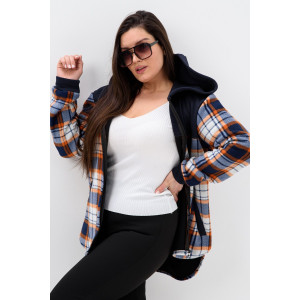Толстовка женская №52452 флис-футер (р-ры: 44-58) темно-синий-клетка