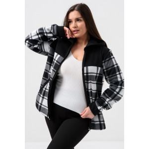 Толстовка женская №52452 флис-футер (р-ры: 44-58) черный-клетка
