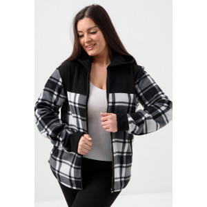 Толстовка женская №52452 флис-футер (р-ры: 44-58) черный-клетка