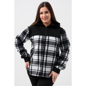 Толстовка женская №52452 флис-футер (р-ры: 44-58) черный-клетка