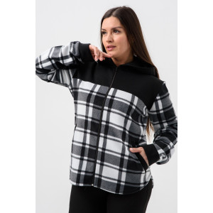 Толстовка женская №52452 флис-футер (р-ры: 44-58) черный-клетка