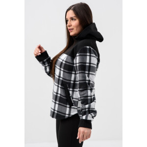 Толстовка женская №52452 флис-футер (р-ры: 44-58) черный-клетка