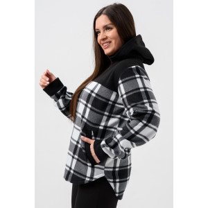 Толстовка женская №52452 флис-футер (р-ры: 44-58) черный-клетка