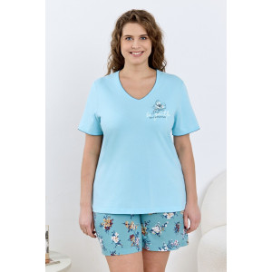 Пижама женская "Айрис-2" кулирка (р-ры: 48-58) голубой