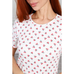 Сорочка женская М-1035 трикотаж рубчик (р-ры: 42-52) яркий цветочек