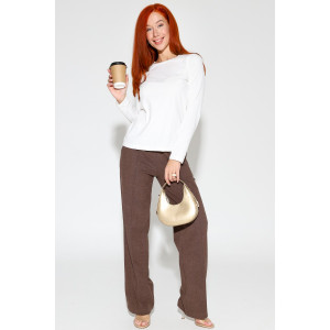 Брюки женские М-1020 полар флис (р-ры: 46-56) коричневый микровельвет